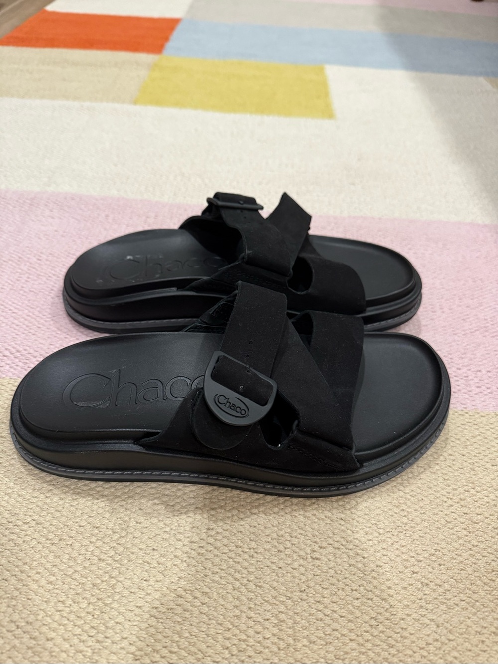 Chaco Black Cross-Strap Slide Sandals - Picture 2 of 5